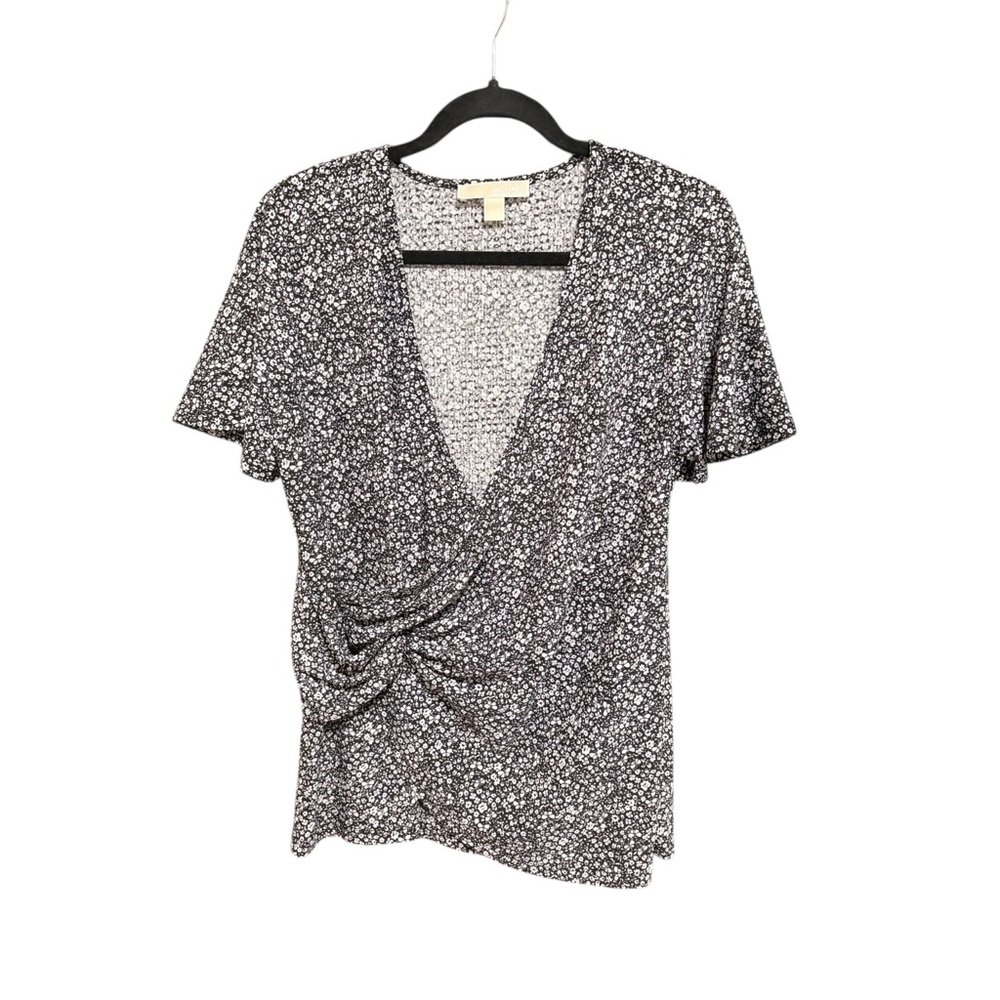 Michael Kors Navy and White Floral Women's Blouse Top